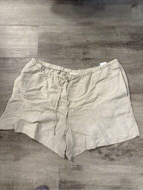 H&M Light Taupe Linen-Blend Drawstring Shorts